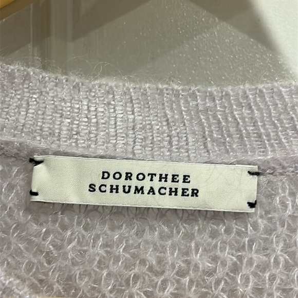 DOROTHEE SCHUMACHER Mohair Wool Blend Loose Knit Crew Neck Sweater in Lavender - Picture 7 of 9